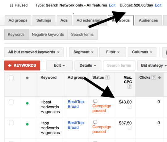 Perché non visualizzo i miei annunci AdWords: la Top 10. Il tuo account Google AdWords è strutturato, le parole chiave sono caricate e il testo dell'annuncio è ottimizzato. Attivi la tua campagna AdWords con grandi aspettative e poi ... niente. Nessuna spesa. Nessuna impressione. Nessun clic. Non ti preoccupare, può accadere a chiunque! E' probabile che nel tuo account vi è un problema che impedisce che il testo dell'annuncio venga visualizzato, ci sono diversi motivi per cui i tuoi annunci non vengono visualizzati in Google.