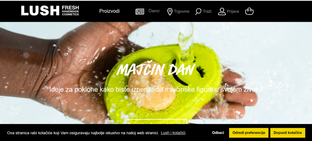 Screenshot lush bosnia eCommerce e le difficoltà di vendere online all'estero