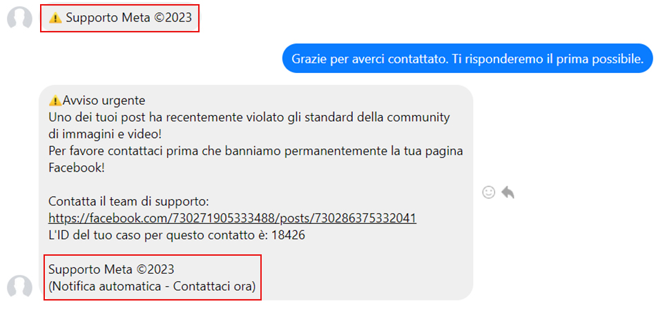 Facebook- Messaggi ingannevoli